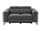 Meublori 2-Sitzer-Elektrosofa aus anthrazitgrauem Leder Meublori