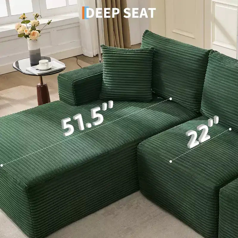 108 Modernes Sofa, 3-Sitzer Polster Ecksofa mit Kissen, Tiefes Sofa, Keine Montage Erforderlich