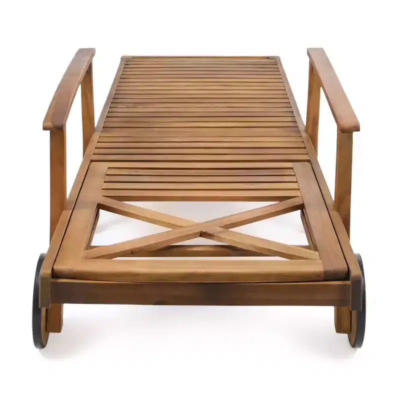Perla 3-teiliges Outdoor-Akazienholz-Sonnenliegen-Set mit Kissen - Teak/Orange - Christopher Knight Home