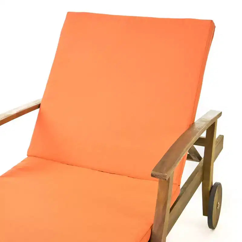 Perla 3-teiliges Outdoor-Akazienholz-Sonnenliegen-Set mit Kissen - Teak/Orange - Christopher Knight Home
