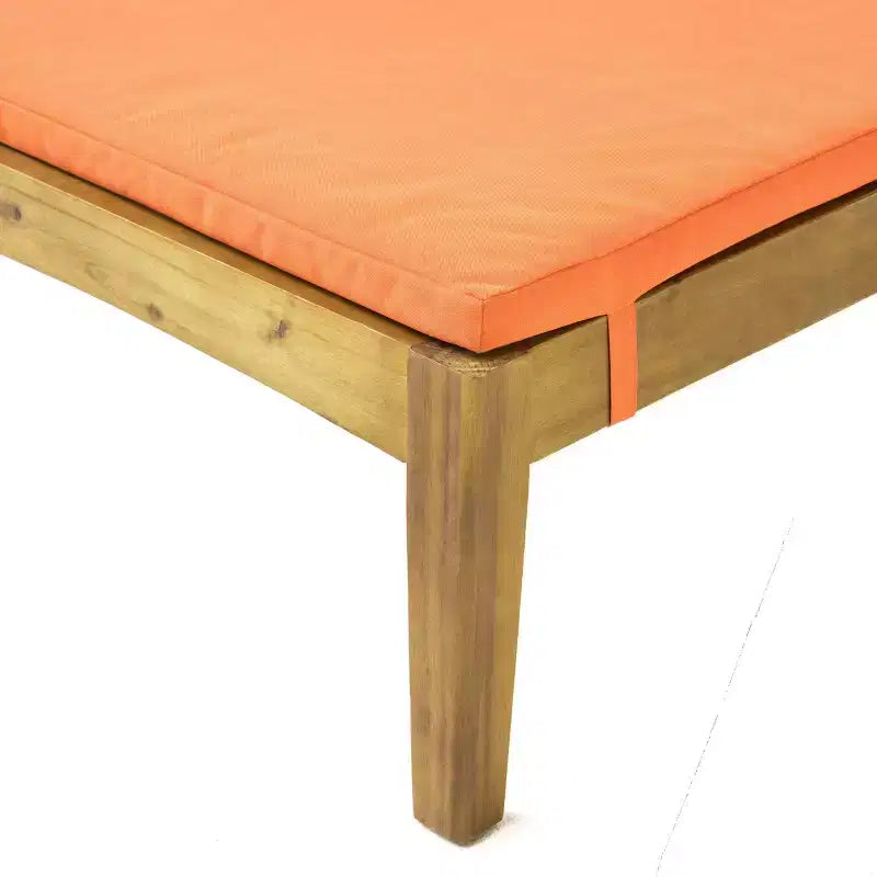 Perla 3-teiliges Outdoor-Akazienholz-Sonnenliegen-Set mit Kissen - Teak/Orange - Christopher Knight Home