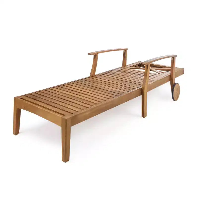 Perla 3-teiliges Outdoor-Akazienholz-Sonnenliegen-Set mit Kissen - Teak/Orange - Christopher Knight Home