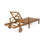 Perla 3-teiliges Outdoor-Akazienholz-Sonnenliegen-Set mit Kissen - Teak/Orange - Christopher Knight Home