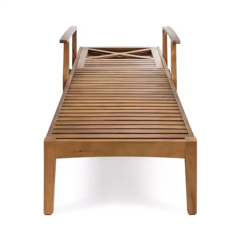 Perla 3-teiliges Outdoor-Akazienholz-Sonnenliegen-Set mit Kissen - Teak/Orange - Christopher Knight Home