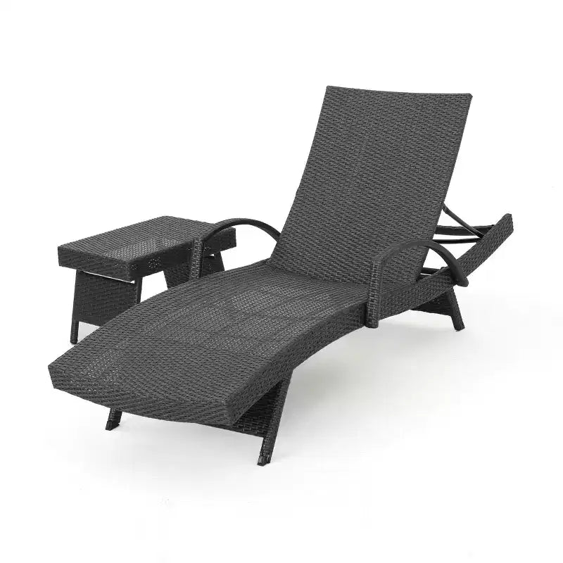 Salem 2-teiliges Gartenliegen-Set mit Armlehnen und Beistelltisch – Grau – Christopher Knight Home