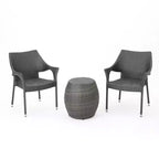 Pierce 3-teiliges Korbsitzset – Grau – Christopher Knight Home: Outdoor-Sitzgelegenheiten mit Akzenttisch, keine Montage erforderlich