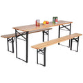 3pc Outdoor Folding Wooden Picnic Table Set - WELLFOR: Iron & Fir Wood, Portable, Rust-Resistant