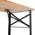 3-tlg. faltbares Picknicktisch-Set aus Holz für draußen – WELLFOR: Eisen & Tannenholz, tragbar, rostbeständig