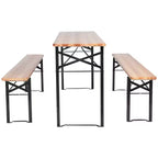 3-tlg. faltbares Picknicktisch-Set aus Holz für draußen – WELLFOR: Eisen & Tannenholz, tragbar, rostbeständig