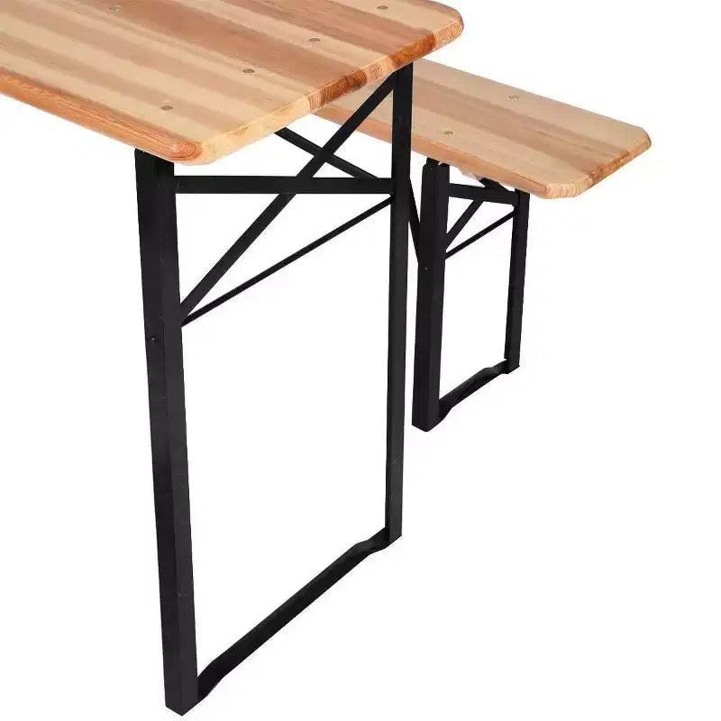 3-tlg. faltbares Picknicktisch-Set aus Holz für draußen – WELLFOR: Eisen & Tannenholz, tragbar, rostbeständig