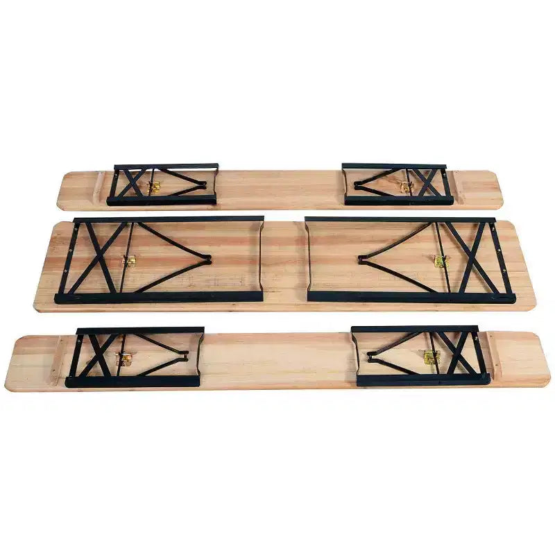 3-tlg. faltbares Picknicktisch-Set aus Holz für draußen – WELLFOR: Eisen & Tannenholz, tragbar, rostbeständig