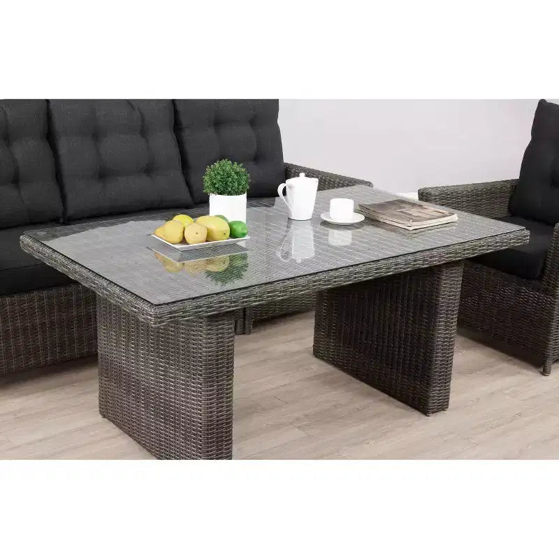 Asti 6-teiliges Outdoor-Sitzgruppen-Set aus Polyrattan – Grau – Alaterre Furniture: Wetterbeständiges Terrassen-Lounge-Set mit Sofa, Stühlen & Tisch