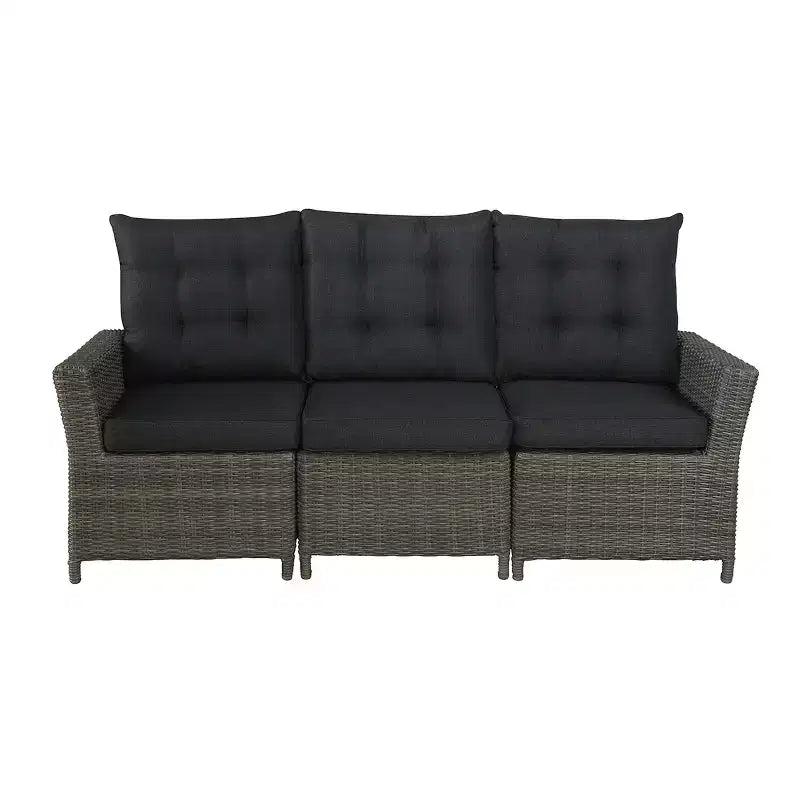 Asti 6-teiliges Outdoor-Sitzgruppen-Set aus Polyrattan – Grau – Alaterre Furniture: Wetterbeständiges Terrassen-Lounge-Set mit Sofa, Stühlen & Tisch