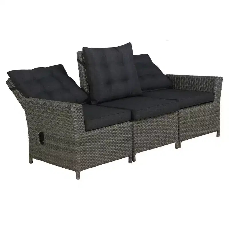 Asti 6-teiliges Outdoor-Sitzgruppen-Set aus Polyrattan – Grau – Alaterre Furniture: Wetterbeständiges Terrassen-Lounge-Set mit Sofa, Stühlen & Tisch