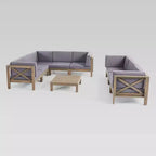 Brava 9-teiliges Akazien-Schnittsofa- und Tischset – Grau/Dunkelgrau – Christopher Knight Home