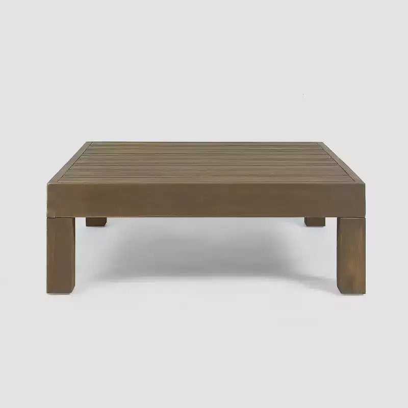 Brava 9-teiliges Akazien-Schnittsofa- und Tischset – Grau/Dunkelgrau – Christopher Knight Home