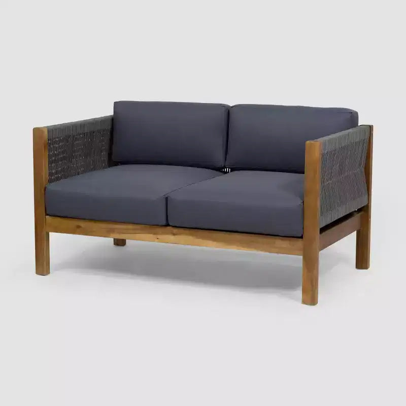 Laurel 2-teiliges Akazienholz-Loveseat-Set Teak/Grau – Christopher Knight Home