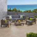 Oana 6pc Acacia Wood Sofa Chat Set - Gray/Dark Gray - Christopher Knight Home