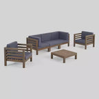 Oana 6-teiliges Akazienholz-Sofa-Plauder-Set – Grau/Dunkelgrau – Christopher Knight Home