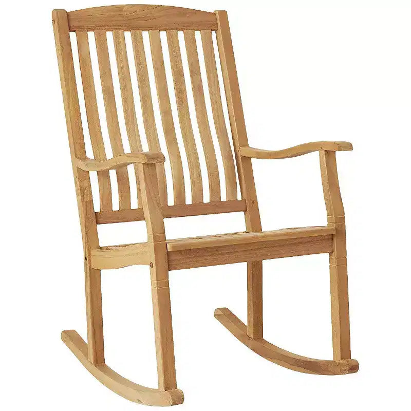 Sonoma Lane Channing 3-teiliges Teakholz Outdoor Chat Set – Wetterfeste Kleinmöbel mit 2 Schaukelstühlen und Beistelltisch
