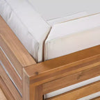 Oana 3-teiliges modulares Terrassensofa aus Akazienholz – Teak/Beige – Christopher Knight Home: Wetterfestes Outdoor-Sitzset