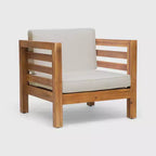 Oana 5-teiliges Akazienholz Loveseat-Sitzgruppe Teak/Beige: Modulare Outdoor-Möbel mit Plüschkissen – Christopher Knight Home
