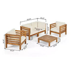 Oana 5-teiliges Akazienholz Loveseat-Sitzgruppe Teak/Beige: Modulare Outdoor-Möbel mit Plüschkissen – Christopher Knight Home