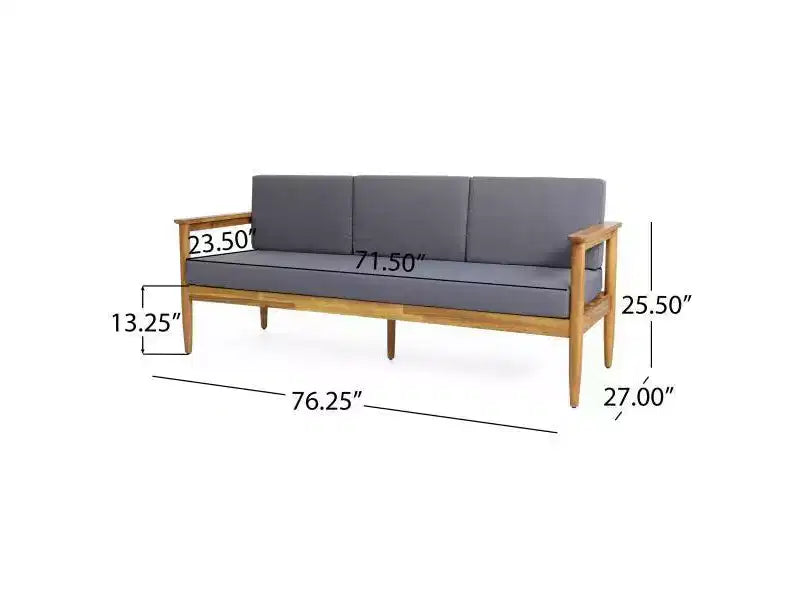 5-teiliges Magnolia Patio Akazienholz 7-Sitzer Chat-Set – Teak/Dunkelgrau – Christopher Knight Home
