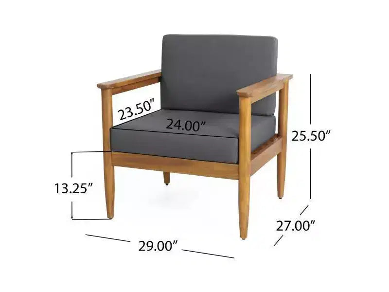 5-teiliges Magnolia Patio Akazienholz 7-Sitzer Chat-Set – Teak/Dunkelgrau – Christopher Knight Home