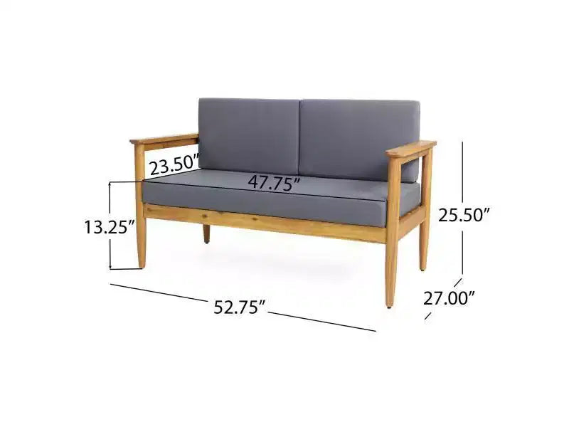 5-teiliges Magnolia Patio Akazienholz 7-Sitzer Chat-Set – Teak/Dunkelgrau – Christopher Knight Home