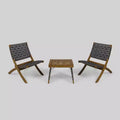 Huntsville 3pc Acacia Wood Foldable Chat Set - Brown Patina/Gray - Christopher Knight Home