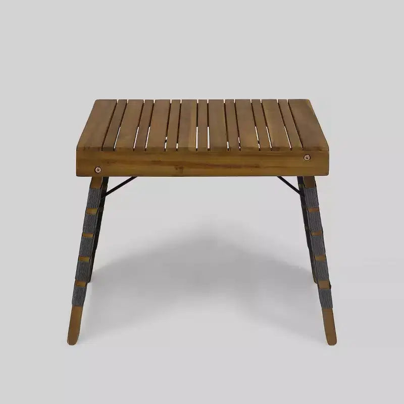 Huntsville 3-teiliges Klappbares Chat-Set aus Akazienholz – braune Patina/grau – Christopher Knight Home