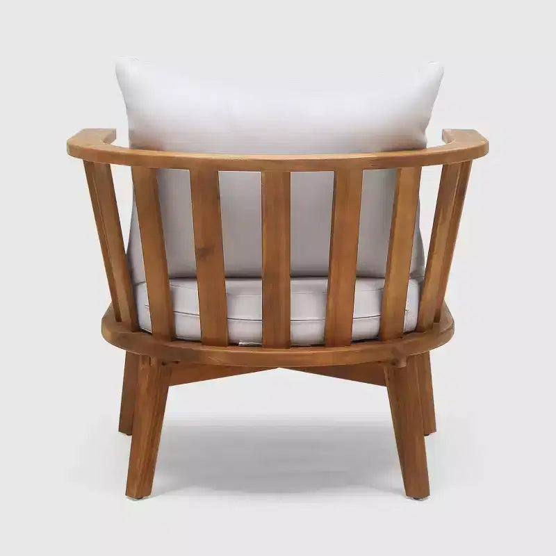 Walson 5-teiliges Loungesessel- und Feuerschalen-Set aus Akazienholz, Teak und Braun – Christopher Knight Home: Outdoor-Terrassenmöbel-Set mit Kissen