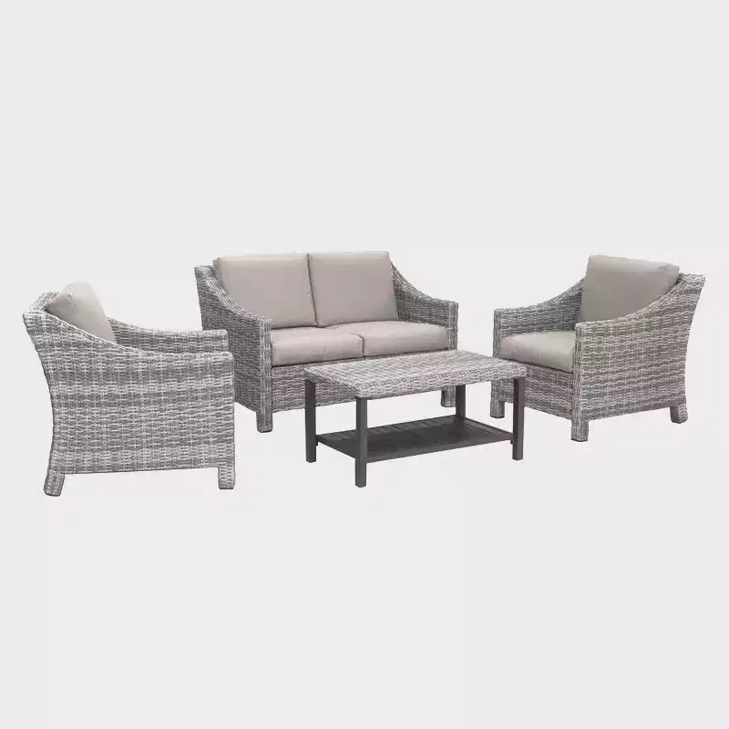 Leisure Made Marietta 4pc Wicker Seating in Tan Fabric