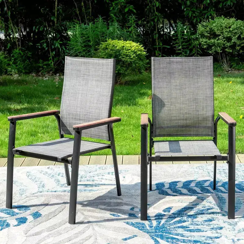 3-teiliges Terrassen-Ess-Set mit kleinem quadratischem Beistelltisch und leichten Sling-Stühlen - Captiva Designs: Outdoor Conversation Set