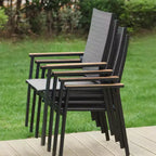 3-teiliges Terrassen-Ess-Set mit kleinem quadratischem Beistelltisch und leichten Sling-Stühlen - Captiva Designs: Outdoor Conversation Set