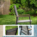 3-teiliges Terrassen-Ess-Set mit kleinem quadratischem Beistelltisch und leichten Sling-Stühlen - Captiva Designs: Outdoor Conversation Set