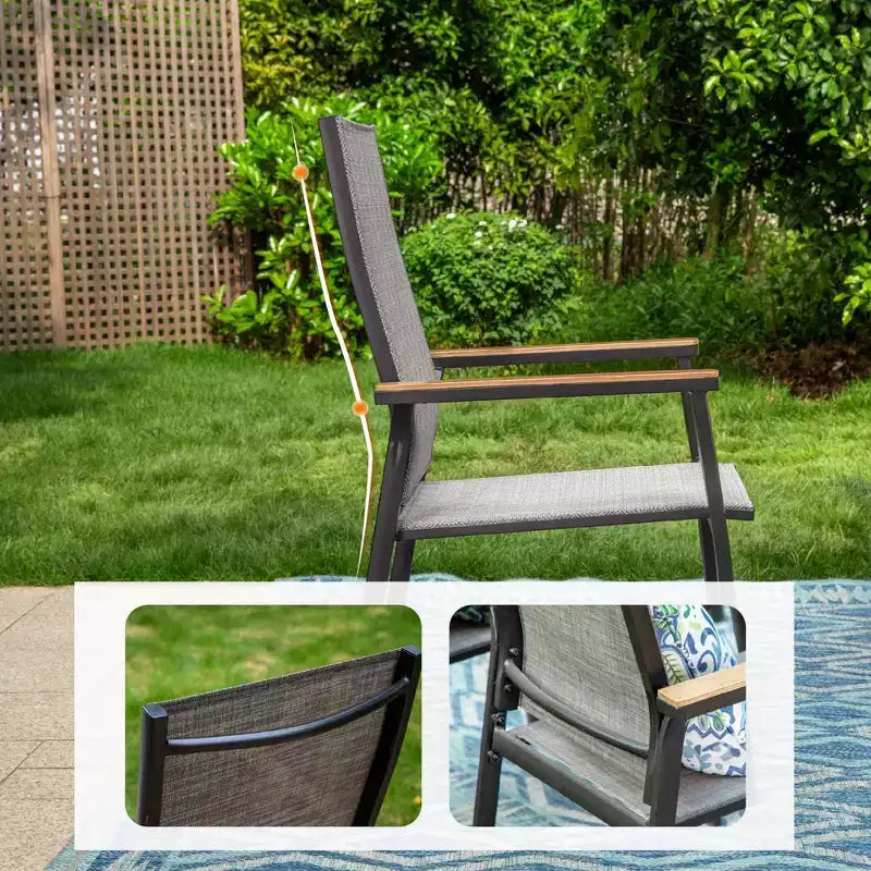 3-teiliges Terrassen-Ess-Set mit kleinem quadratischem Beistelltisch und leichten Sling-Stühlen - Captiva Designs: Outdoor Conversation Set