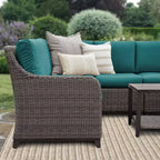 Leisure Made Mitchell 5-teiliges Korbmöbel-Ecksofa in Peacock-Stoff