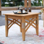Sonoma Lane Eola 3-teiliges Outdoor-Schaukelstuhl-Set aus Teakholz mit beigefarbenen Reißverschlusskissen – wetterbeständig