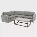 Leisure Made Forsyth 5pc Wicker Sectional in Gray Fabric