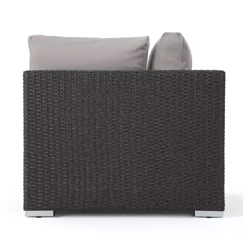 Christopher Knight Home 5-teiliges Santa Rosa Outdoor-Ecksofa-Set aus Polyrattan in V-Form, Grau/Hellgrau