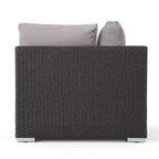 Christopher Knight Home 5-teiliges Santa Rosa Outdoor-Ecksofa-Set aus Polyrattan in V-Form, Grau/Hellgrau