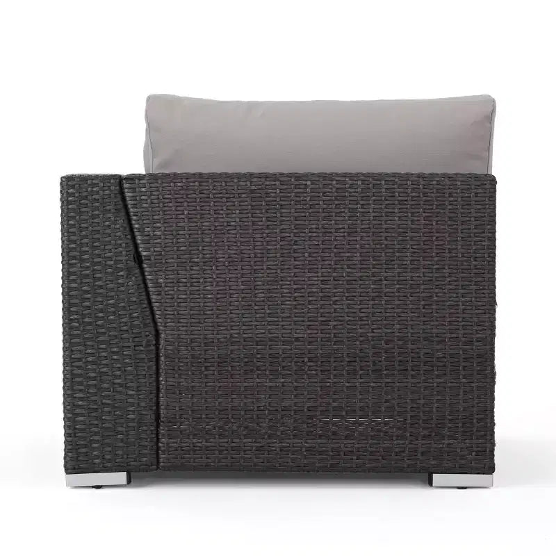 Christopher Knight Home 5-teiliges Santa Rosa Outdoor-Ecksofa-Set aus Polyrattan in V-Form, Grau/Hellgrau