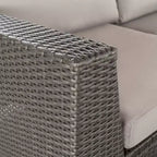 Christopher Knight Home 5-teiliges Santa Rosa Outdoor-Ecksofa-Set aus Polyrattan in V-Form, Grau/Hellgrau