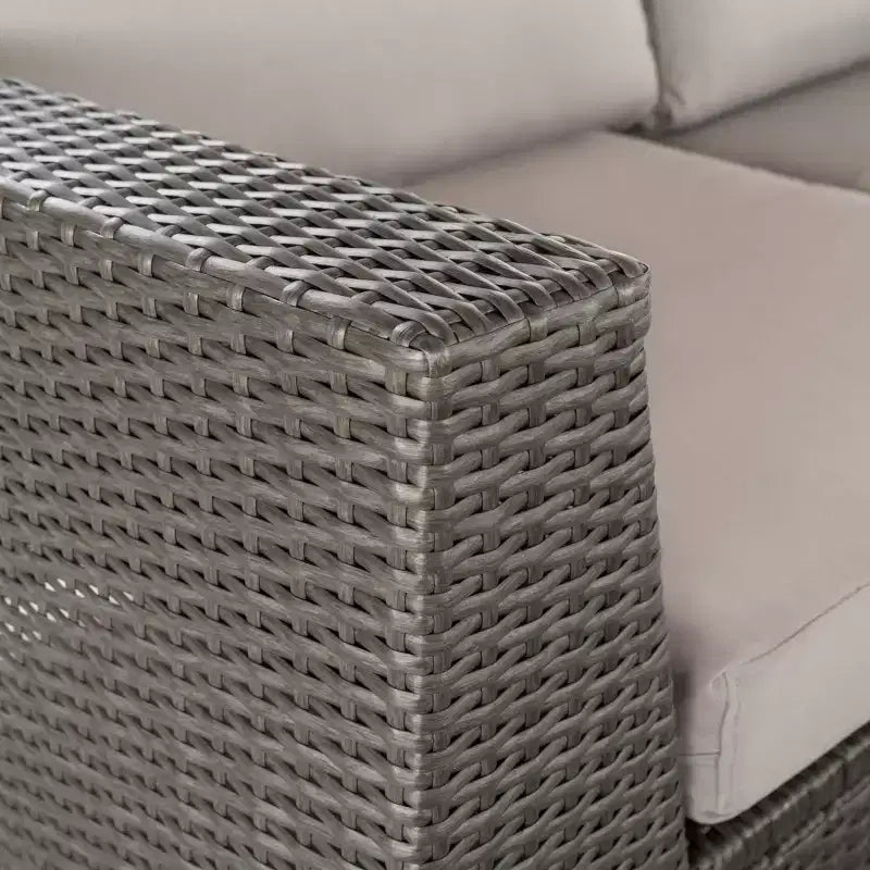 Christopher Knight Home 5-teiliges Santa Rosa Outdoor-Ecksofa-Set aus Polyrattan in V-Form, Grau/Hellgrau