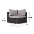 Christopher Knight Home 5-teiliges Santa Rosa Outdoor-Ecksofa-Set aus Polyrattan in V-Form, Grau/Hellgrau