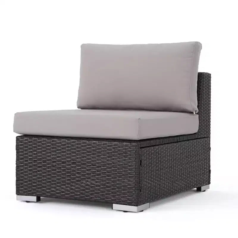 Christopher Knight Home 5-teiliges Santa Rosa Outdoor-Ecksofa-Set aus Polyrattan in V-Form, Grau/Hellgrau