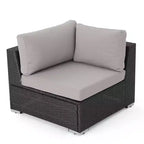 Christopher Knight Home 5-teiliges Santa Rosa Outdoor-Ecksofa-Set aus Polyrattan in V-Form, Grau/Hellgrau