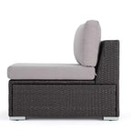 Christopher Knight Home 5-teiliges Santa Rosa Outdoor-Ecksofa-Set aus Polyrattan in V-Form, Grau/Hellgrau